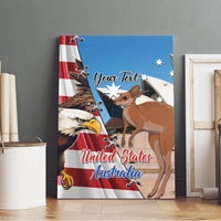 Personalised United States And Australia Canvas Wall Art USA Eagle With Aussie Kangaroo - Wonder Print Shop
