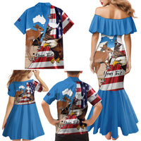 Personalised United States And Australia Family Matching Mermaid Dress and Hawaiian Shirt USA Eagle With Aussie Kangaroo - Wonder Print Shop