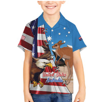 Personalised United States And Australia Family Matching Mermaid Dress and Hawaiian Shirt USA Eagle With Aussie Kangaroo - Wonder Print Shop