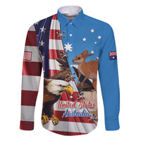 Personalised United States And Australia Family Matching Short Sleeve Bodycon Dress and Hawaiian Shirt USA Eagle With Aussie Kangaroo - Wonder Print Shop