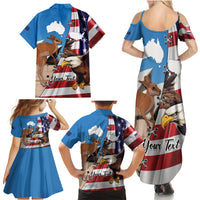 Personalised United States And Australia Family Matching Summer Maxi Dress and Hawaiian Shirt USA Eagle With Aussie Kangaroo - Wonder Print Shop