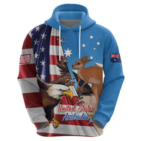 Personalised United States And Australia Hoodie USA Eagle With Aussie Kangaroo - Wonder Print Shop