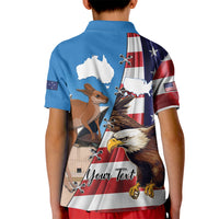 Personalised United States And Australia Kid Polo Shirt USA Eagle With Aussie Kangaroo - Wonder Print Shop