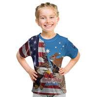 Personalised United States And Australia Kid T Shirt USA Eagle With Aussie Kangaroo - Wonder Print Shop