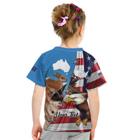 Personalised United States And Australia Kid T Shirt USA Eagle With Aussie Kangaroo - Wonder Print Shop