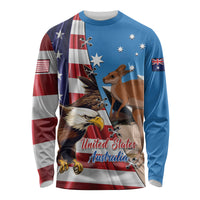 Personalised United States And Australia Long Sleeve Shirt USA Eagle With Aussie Kangaroo - Wonder Print Shop