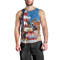Personalised United States And Australia Men Tank Top USA Eagle With Aussie Kangaroo - Wonder Print Shop