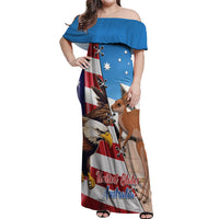 Personalised United States And Australia Off Shoulder Maxi Dress USA Eagle With Aussie Kangaroo - Wonder Print Shop