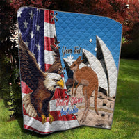 Personalised United States And Australia Quilt USA Eagle With Aussie Kangaroo - Wonder Print Shop