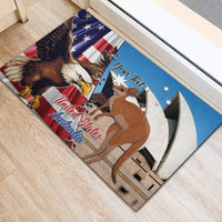 Personalised United States And Australia Rubber Doormat USA Eagle With Aussie Kangaroo - Wonder Print Shop