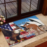 Personalised United States And Australia Rubber Doormat USA Eagle With Aussie Kangaroo - Wonder Print Shop