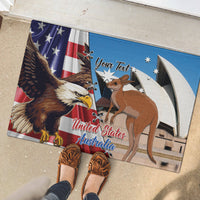 Personalised United States And Australia Rubber Doormat USA Eagle With Aussie Kangaroo - Wonder Print Shop