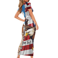 Personalised United States And Australia Short Sleeve Bodycon Dress USA Eagle With Aussie Kangaroo - Wonder Print Shop