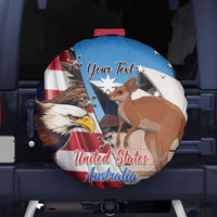 Personalised United States And Australia Spare Tire Cover USA Eagle With Aussie Kangaroo - Wonder Print Shop