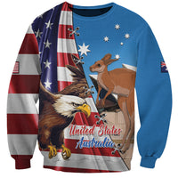 Personalised United States And Australia Sweatshirt USA Eagle With Aussie Kangaroo - Wonder Print Shop