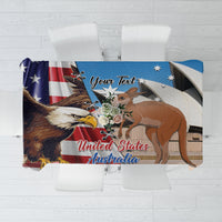 Personalised United States And Australia Tablecloth USA Eagle With Aussie Kangaroo - Wonder Print Shop