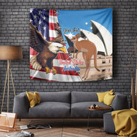 Personalised United States And Australia Tapestry USA Eagle With Aussie Kangaroo - Wonder Print Shop