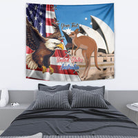 Personalised United States And Australia Tapestry USA Eagle With Aussie Kangaroo - Wonder Print Shop
