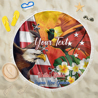 Personalised United States And Papua New Guinea Beach Blanket USA Eagle With PNG Bird Of Paradise - Wonder Print Shop