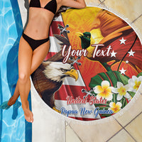 Personalised United States And Papua New Guinea Beach Blanket USA Eagle With PNG Bird Of Paradise - Wonder Print Shop