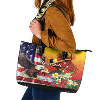 Personalised United States And Papua New Guinea Leather Tote Bag USA Eagle With PNG Bird Of Paradise - Wonder Print Shop