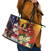 Personalised United States And Papua New Guinea Leather Tote Bag USA Eagle With PNG Bird Of Paradise - Wonder Print Shop