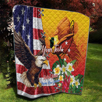 Personalised United States And Papua New Guinea Quilt USA Eagle With PNG Bird Of Paradise - Wonder Print Shop