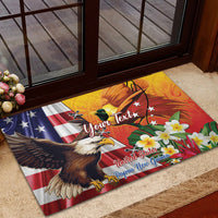 Personalised United States And Papua New Guinea Rubber Doormat USA Eagle With PNG Bird Of Paradise - Wonder Print Shop