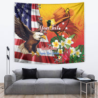 Personalised United States And Papua New Guinea Tapestry USA Eagle With PNG Bird Of Paradise - Wonder Print Shop