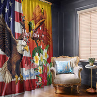 Personalised United States And Papua New Guinea Window Curtain USA Eagle With PNG Bird Of Paradise - Wonder Print Shop