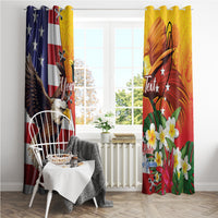 Personalised United States And Papua New Guinea Window Curtain USA Eagle With PNG Bird Of Paradise - Wonder Print Shop