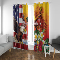Personalised United States And Papua New Guinea Window Curtain USA Eagle With PNG Bird Of Paradise - Wonder Print Shop