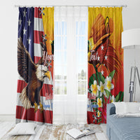 Personalised United States And Papua New Guinea Window Curtain USA Eagle With PNG Bird Of Paradise - Wonder Print Shop