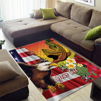 Personalised United States And Hawaii Area Rug USA Eagle With Hawaiian Shark Tattoo - Wonder Print Shop