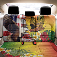 Personalised United States And Hawaii Back Car Seat Cover USA Eagle With Hawaiian Shark Tattoo - Wonder Print Shop