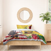 Personalised United States And Hawaii Bedding Set USA Eagle With Hawaiian Shark Tattoo - Wonder Print Shop