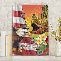 Personalised United States And Hawaii Canvas Wall Art USA Eagle With Hawaiian Shark Tattoo - Wonder Print Shop