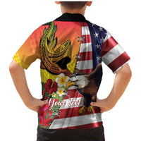 Personalised United States And Hawaii Family Matching Mermaid Dress and Hawaiian Shirt USA Eagle With Hawaiian Shark Tattoo - Wonder Print Shop