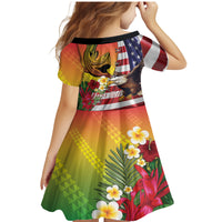 Personalised United States And Hawaii Family Matching Mermaid Dress and Hawaiian Shirt USA Eagle With Hawaiian Shark Tattoo - Wonder Print Shop