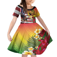 Personalised United States And Hawaii Family Matching Tank Maxi Dress and Hawaiian Shirt USA Eagle With Hawaiian Shark Tattoo - Wonder Print Shop