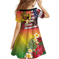 Personalised United States And Hawaii Family Matching Tank Maxi Dress and Hawaiian Shirt USA Eagle With Hawaiian Shark Tattoo - Wonder Print Shop