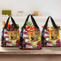 Personalised United States And Hawaii Grocery Bag USA Eagle With Hawaiian Shark Tattoo