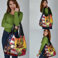 Personalised United States And Hawaii Grocery Bag USA Eagle With Hawaiian Shark Tattoo