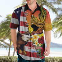 Personalised United States And Hawaii Hawaiian Shirt USA Eagle With Hawaiian Shark Tattoo - Wonder Print Shop