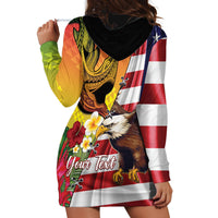 Personalised United States And Hawaii Hoodie Dress USA Eagle With Hawaiian Shark Tattoo - Wonder Print Shop