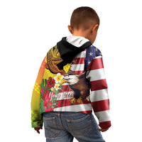 Personalised United States And Hawaii Kid Hoodie USA Eagle With Hawaiian Shark Tattoo - Wonder Print Shop