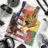 Personalised United States And Hawaii Men Tank Top USA Eagle With Hawaiian Shark Tattoo - Wonder Print Shop