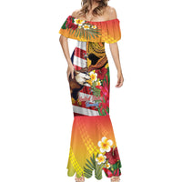 Personalised United States And Hawaii Mermaid Dress USA Eagle With Hawaiian Shark Tattoo - Wonder Print Shop