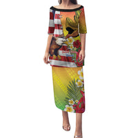 Personalised United States And Hawaii Puletasi USA Eagle With Hawaiian Shark Tattoo - Wonder Print Shop