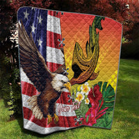 Personalised United States And Hawaii Quilt USA Eagle With Hawaiian Shark Tattoo - Wonder Print Shop